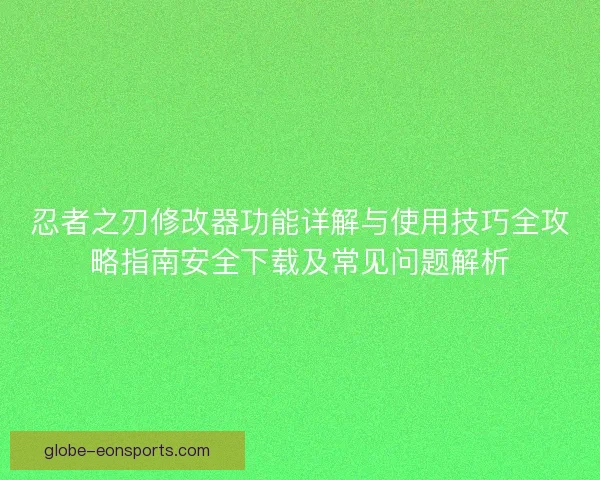 忍者之刃修改器功能详解与使用技巧全攻略指南安全下载及常见问题解析