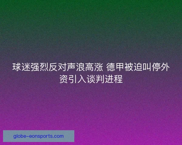 球迷强烈反对声浪高涨 德甲被迫叫停外资引入谈判进程
